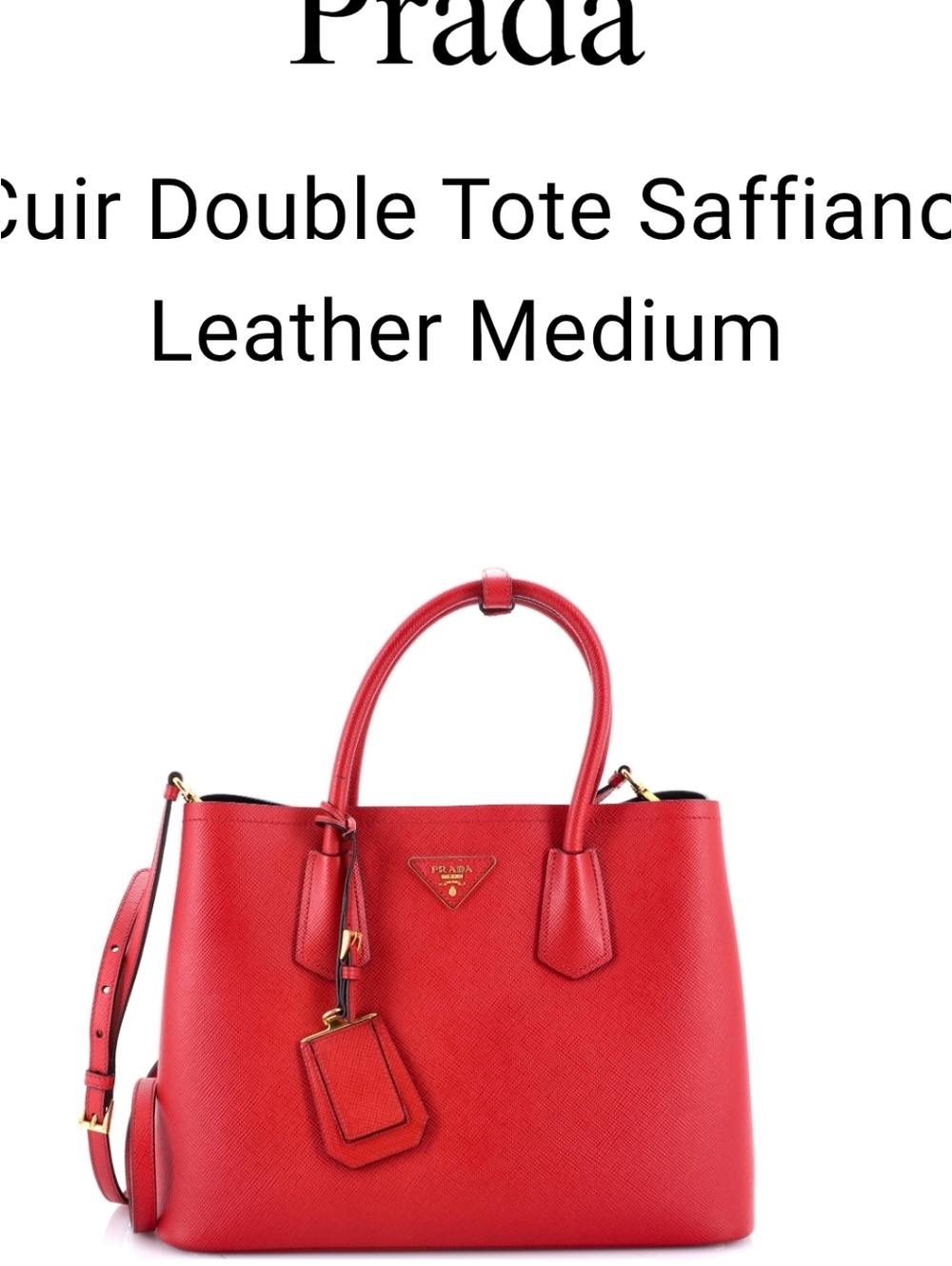 Prada Red Saffiano Double Tote with Gold Hardware